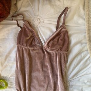 urban outfitters velvet pink bodysuit